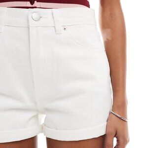Bershka white cotton denim shorts